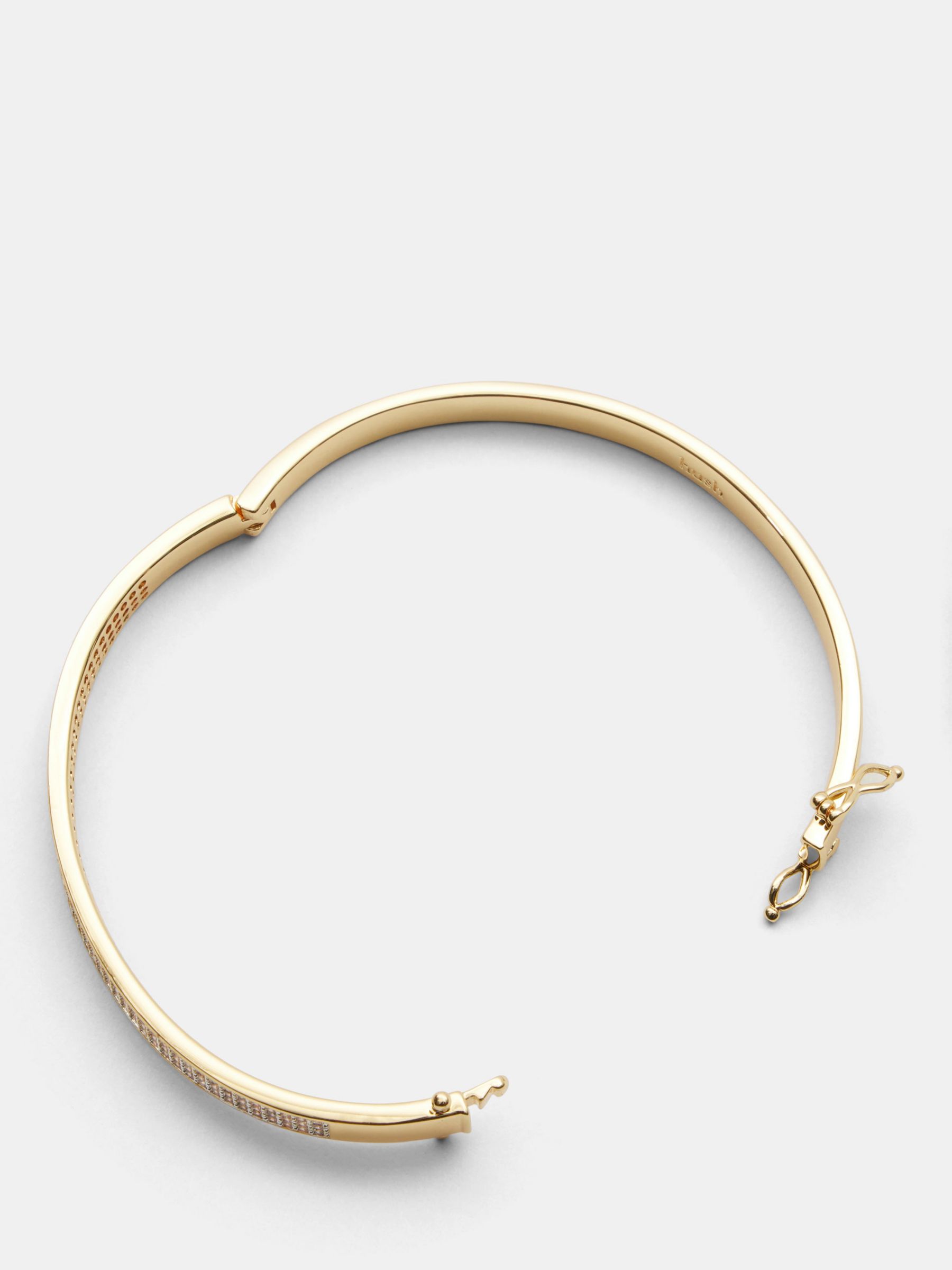 HUSH Cubic Zirconia Pave Bangle, Gold at John Lewis & Partners