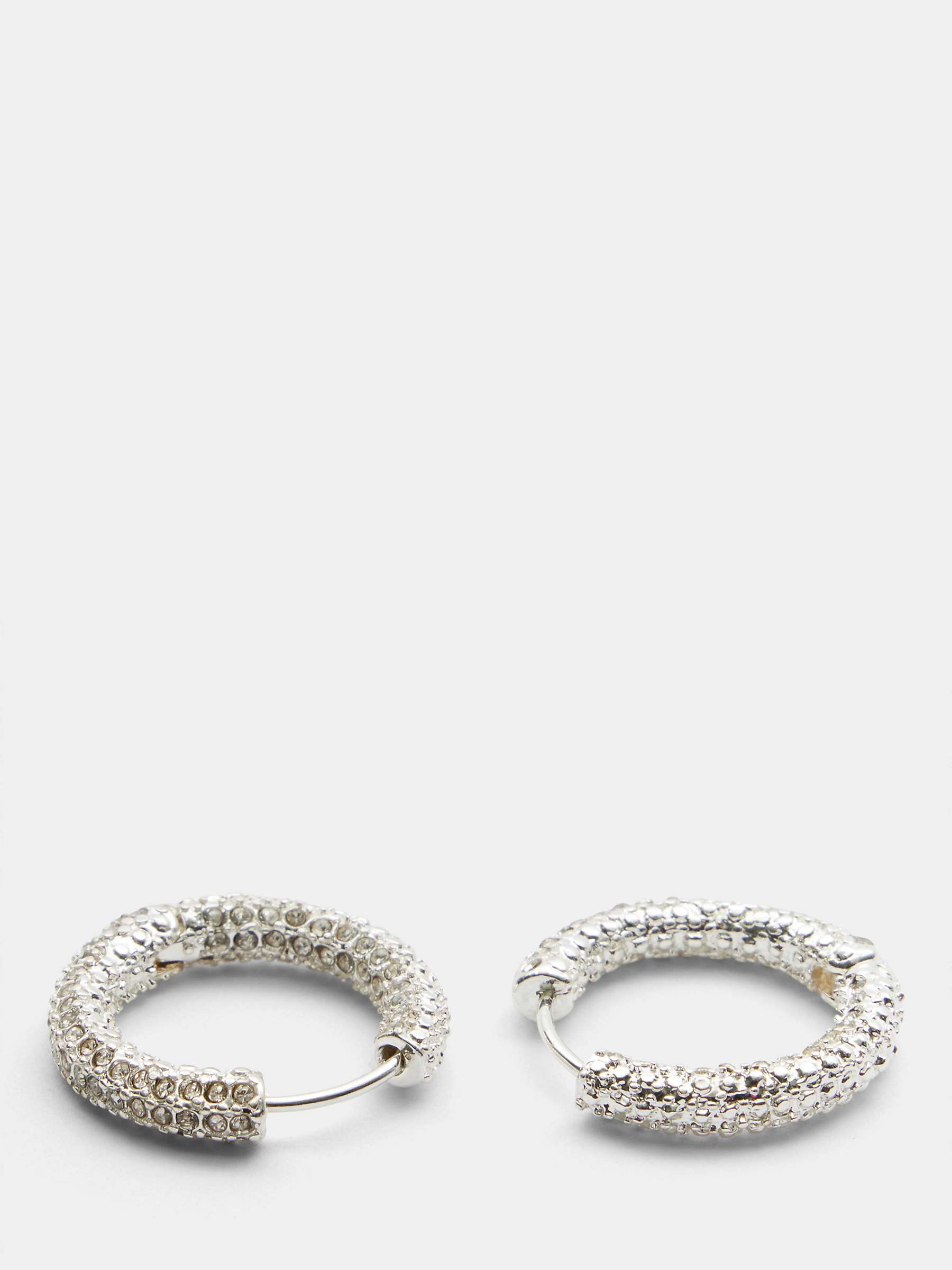 Buy HUSH Camille Crystal Textuted Hoop Earrings, Silver Online at johnlewis.com