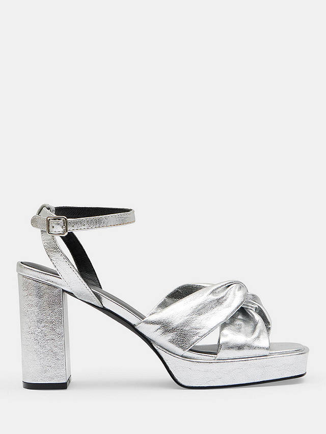 HUSH Farrah Leather Platform Heel Sandals, Silver