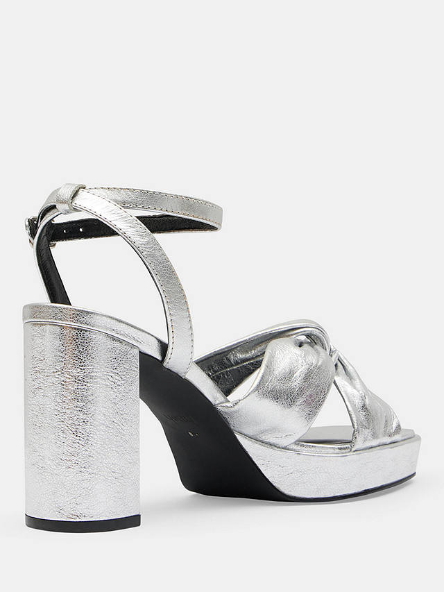 HUSH Farrah Leather Platform Heel Sandals, Silver