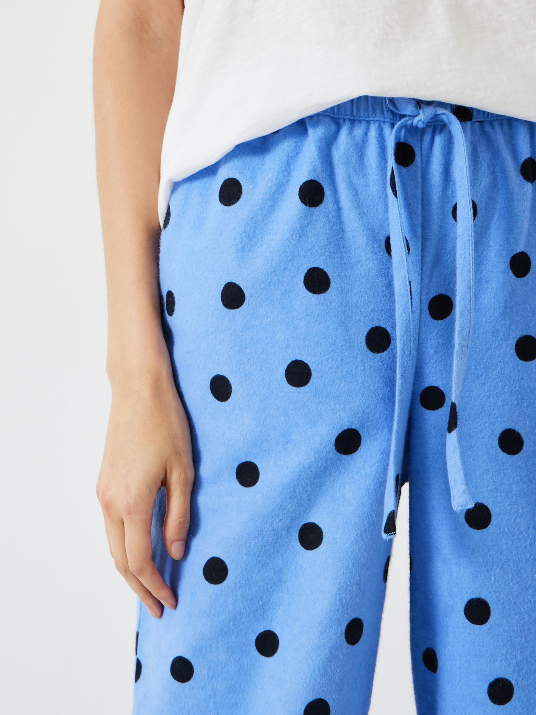 Buy HUSH Sadie Polka Dot Flannel Pyjama Bottoms, Blue/Black Online at johnlewis.com