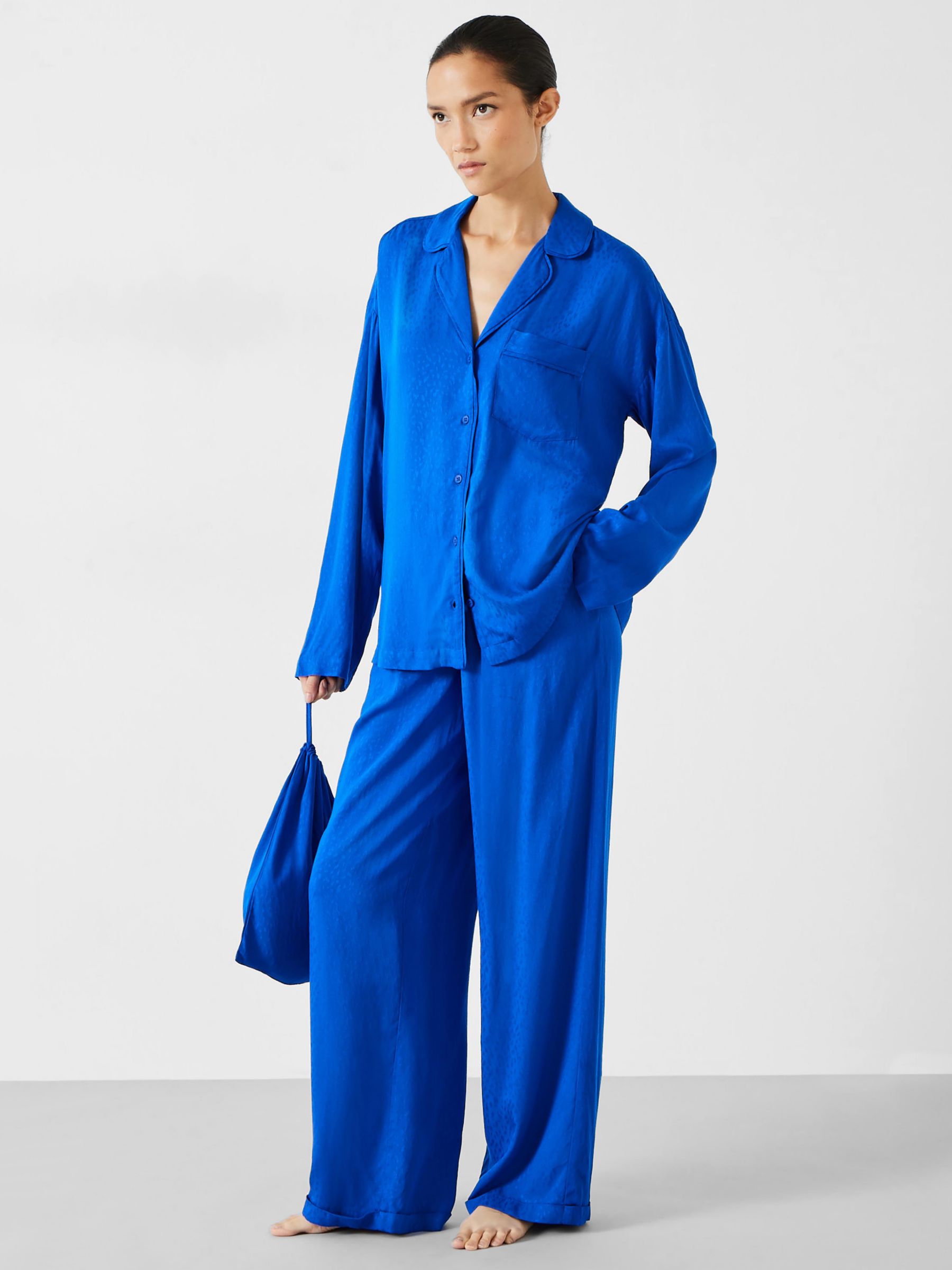 HUSH Valerie Jacquard Pyjamas, Bright Blue at John Lewis & Partners