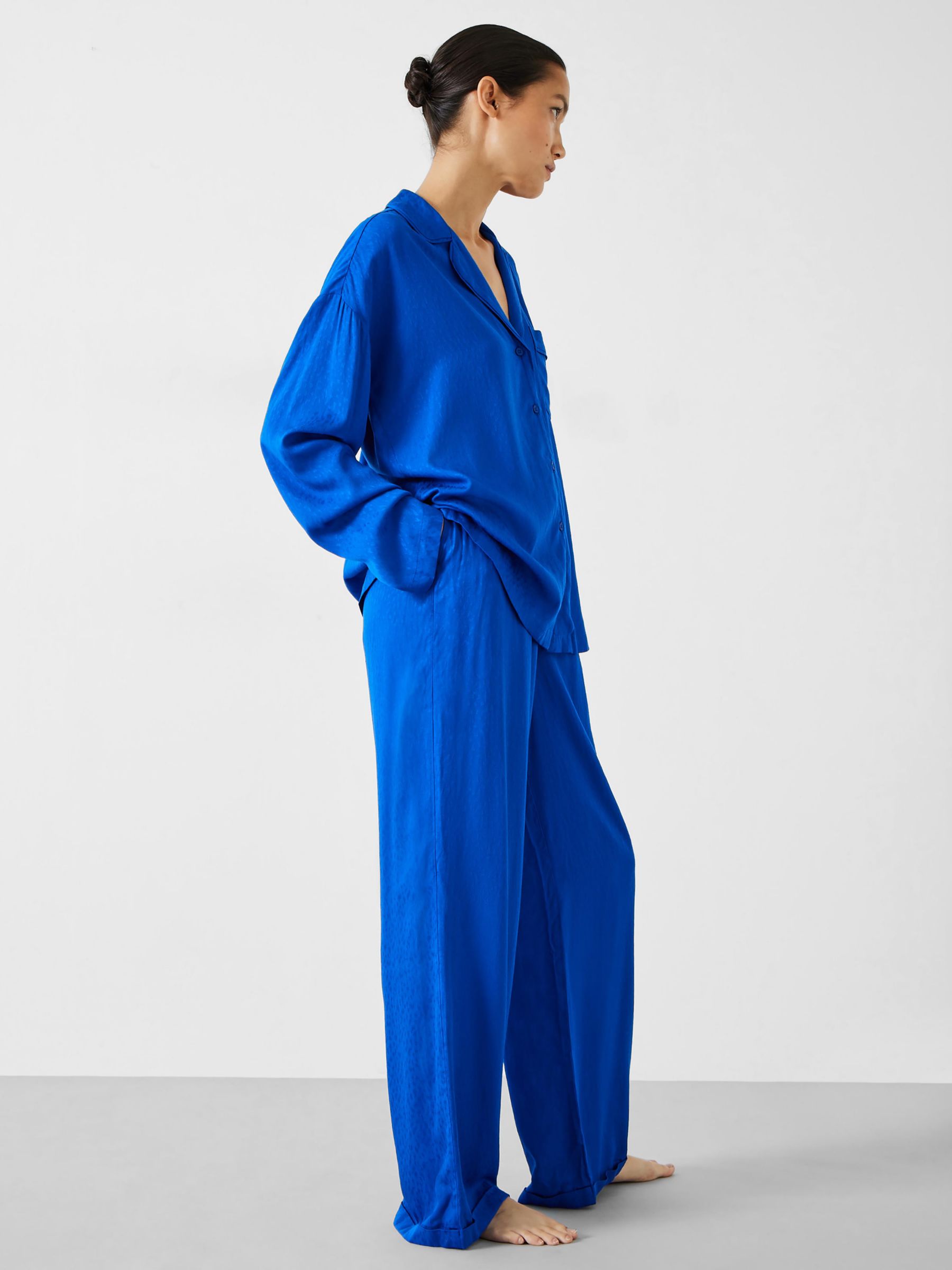 HUSH Valerie Jacquard Pyjamas, Bright Blue at John Lewis & Partners