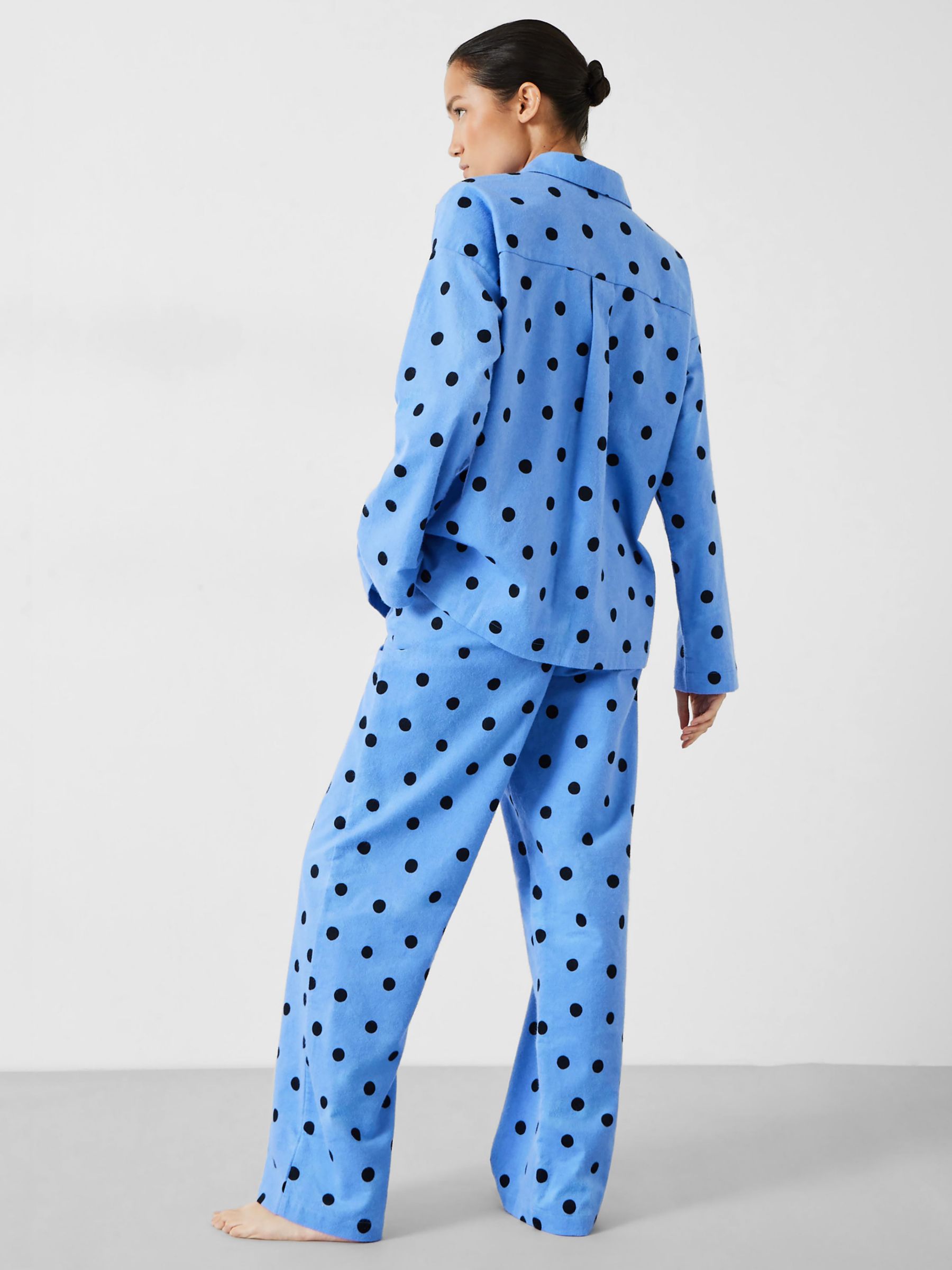 Buy HUSH Sadie Cotton Flannel Polka Dot Pyjamas, Blue/Black Online at johnlewis.com