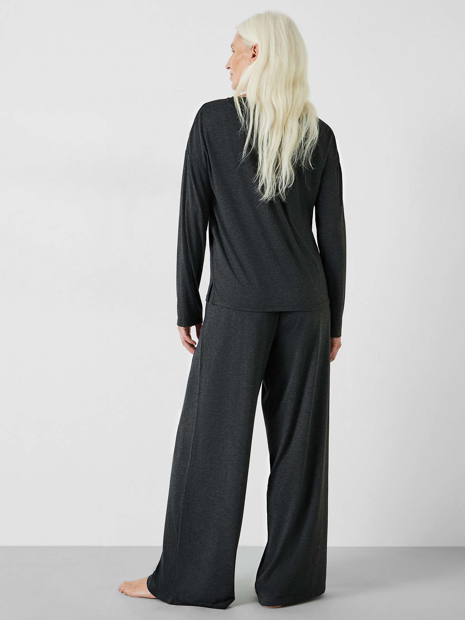 Buy HUSH Elmir Henley Jersey Pyjamas, Charcoal Marl Online at johnlewis.com