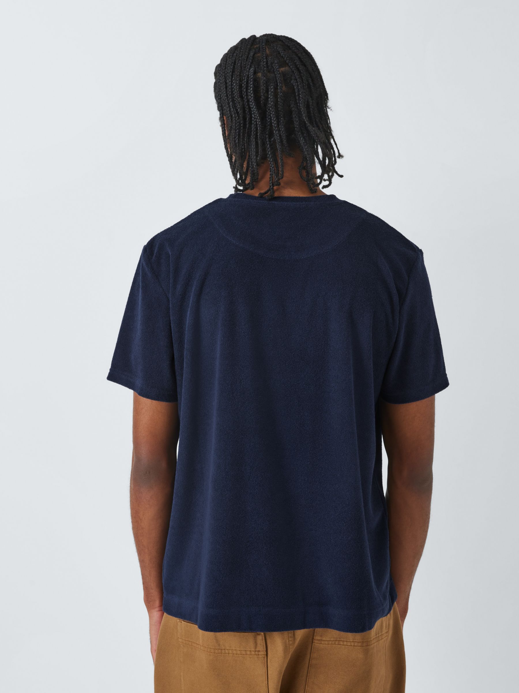 John Lewis ANYDAY Towelling T-Shirt, Navy, M