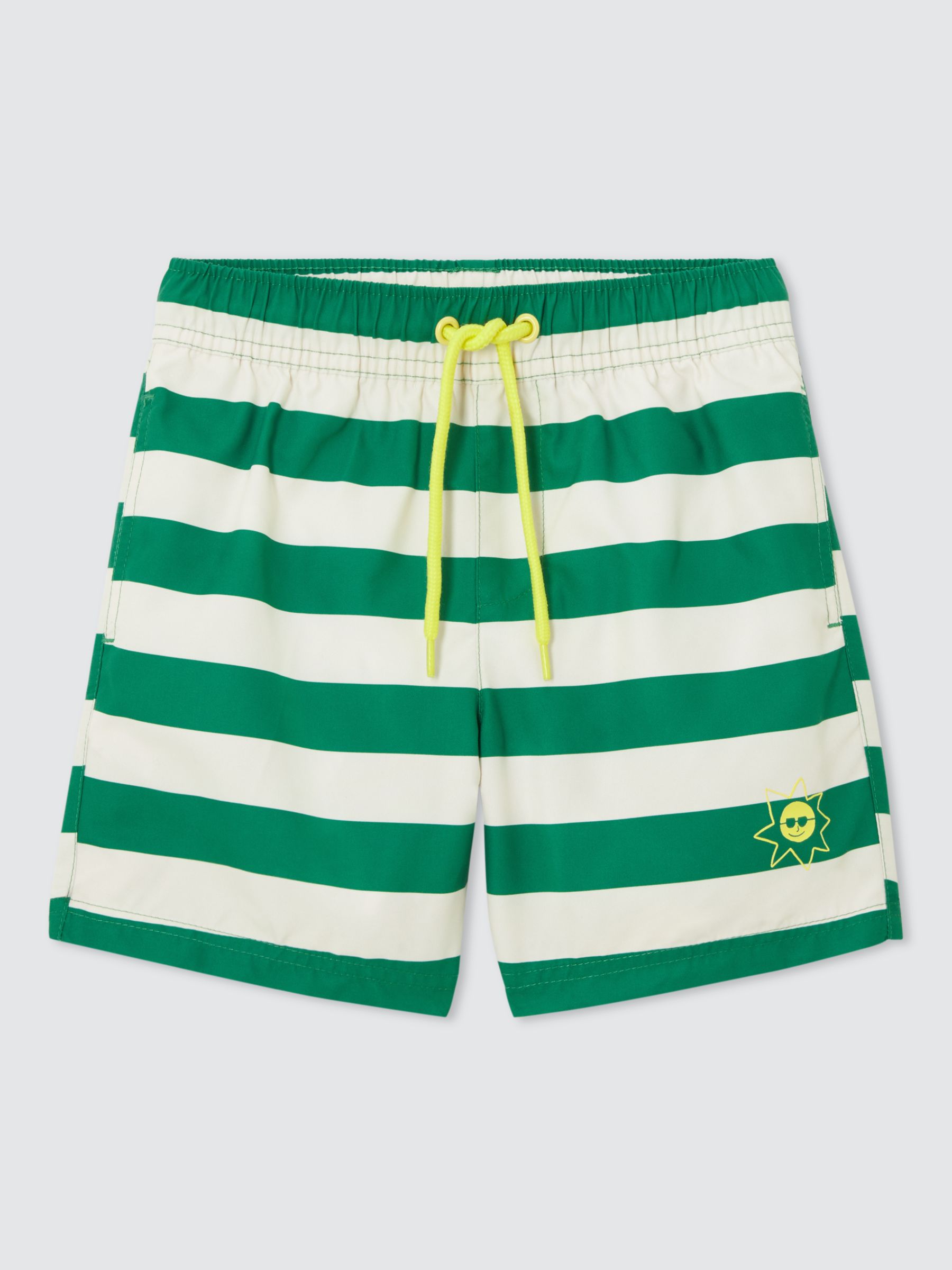 John Lewis ANYDAY Kids' Horizontal Stripe Swim Shorts, Green, 2 years
