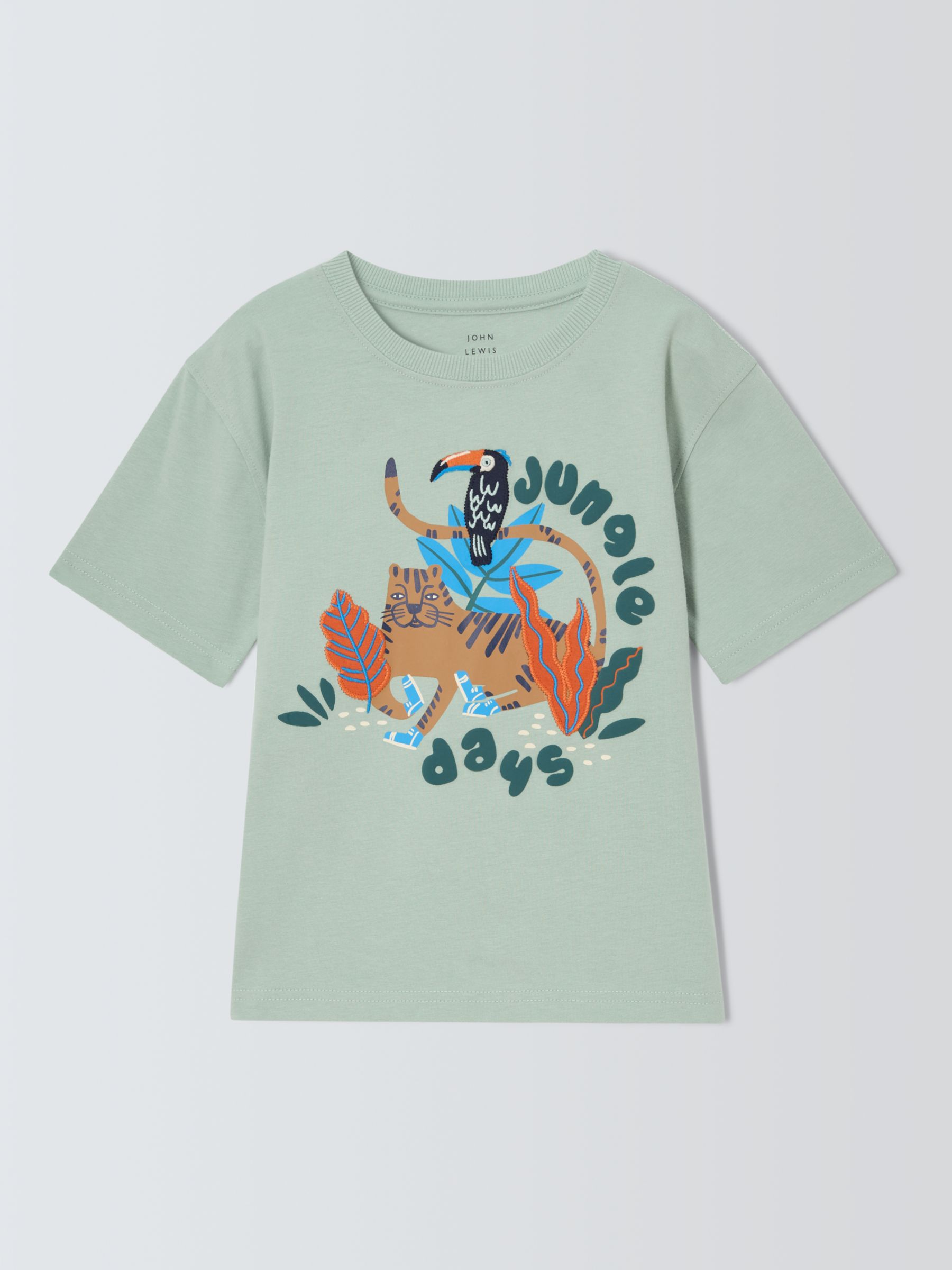 Buy John Lewis Kids' Jungle Days Graphic Print T-Shirt, Green Online at johnlewis.com