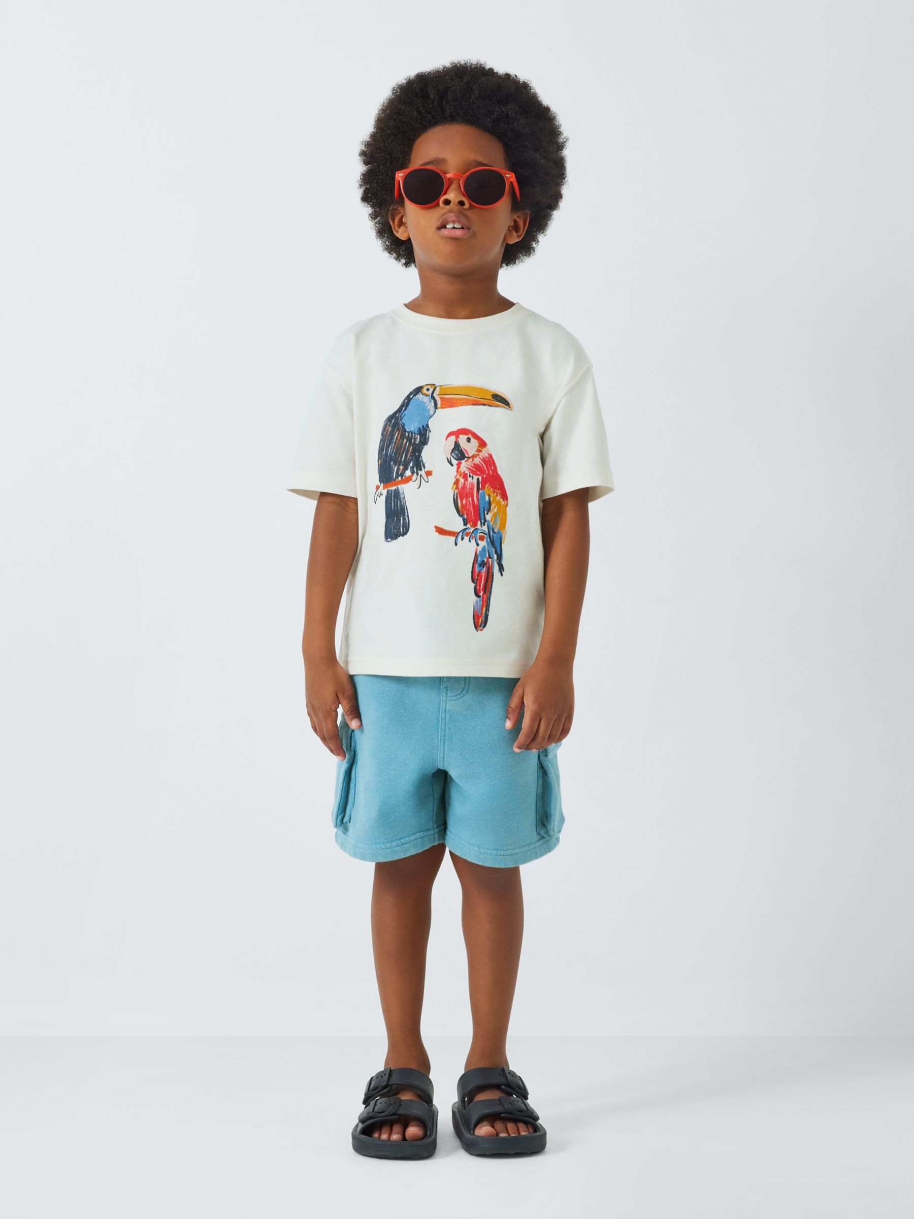 John Lewis Kids' Stripe/Toucan & Parrot T-Shirts, Pack of 2, Multi, 7 years