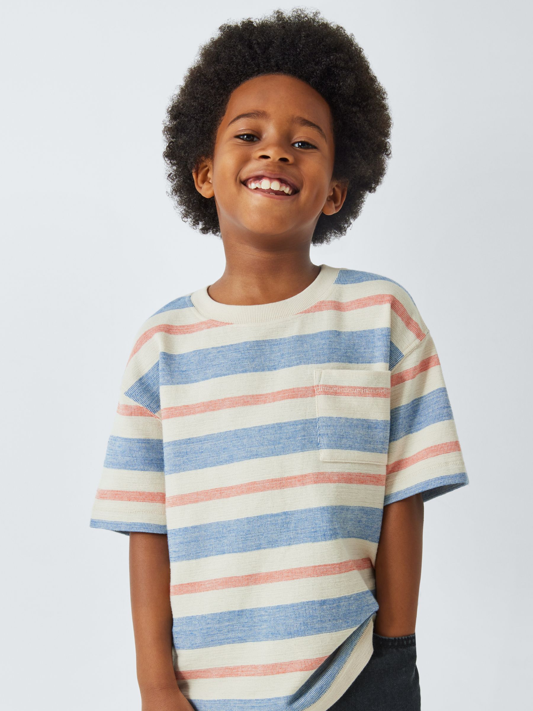 John Lewis Kids' Textured Stripe T-Shirt, Multi