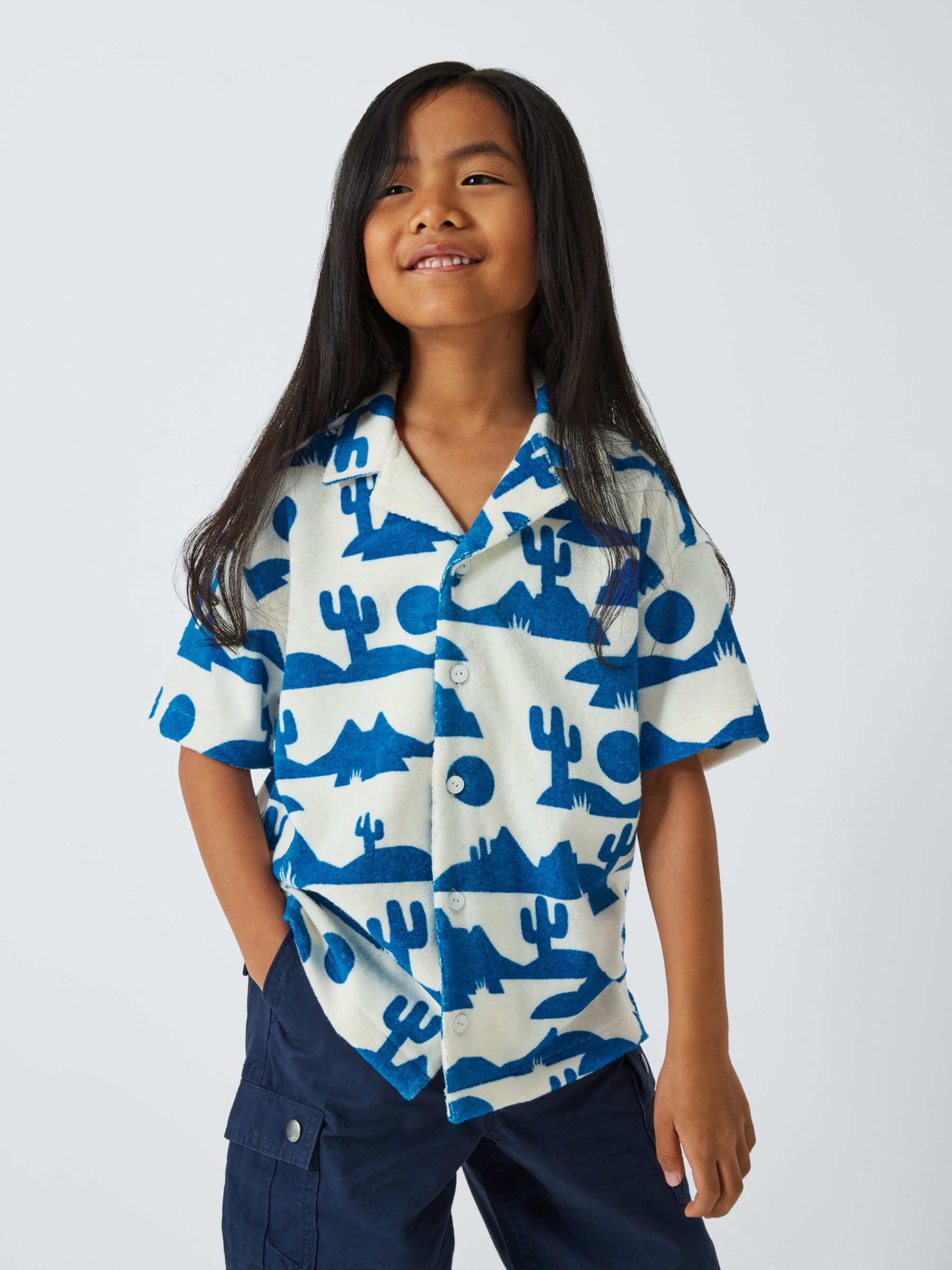 John Lewis Kids' Printed Towelling Resort Shirt, Mutli, 9 years