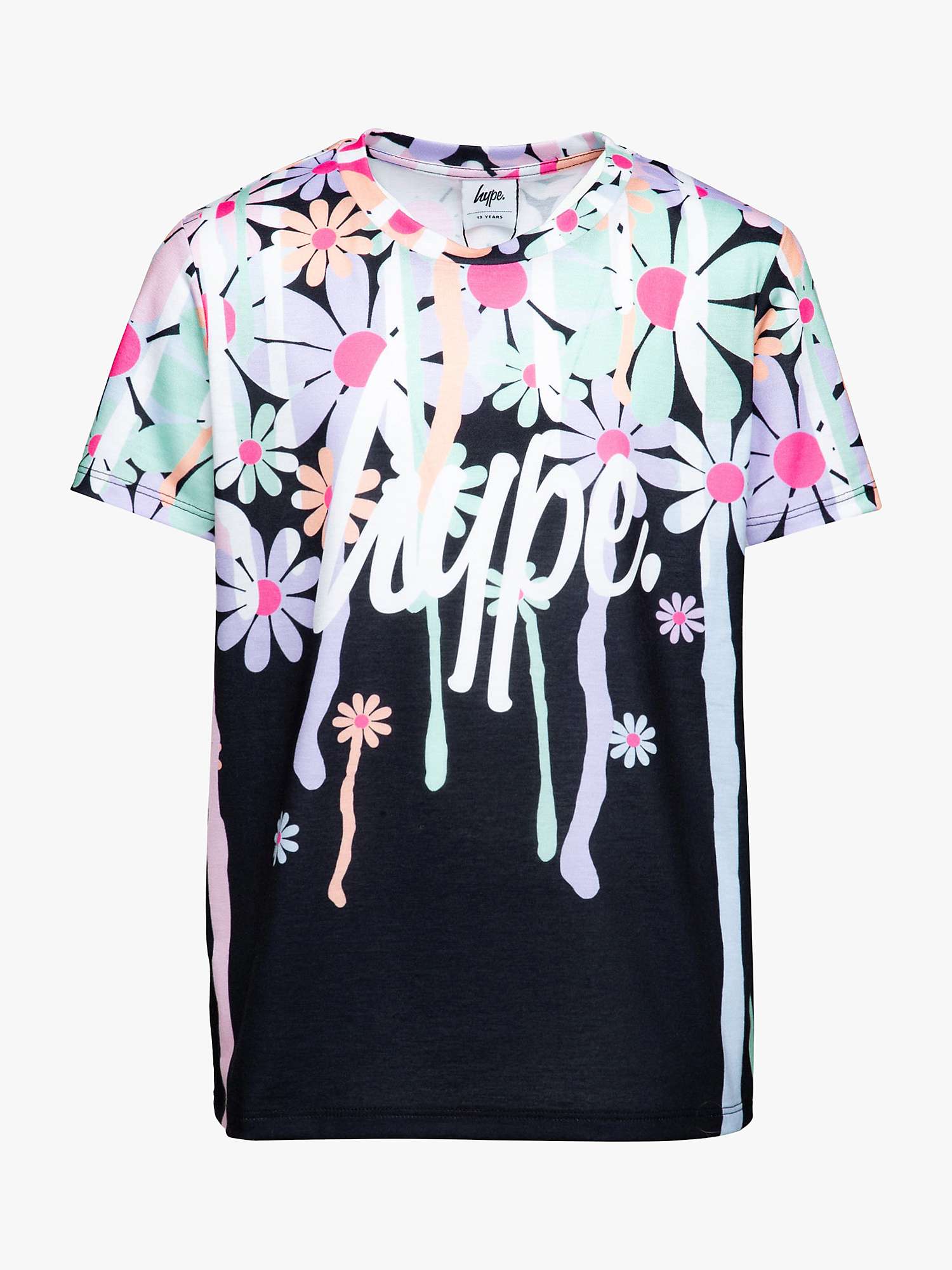 Buy Hype Kids' Daisy Drip T-Shirt, Black/Multi Online at johnlewis.com