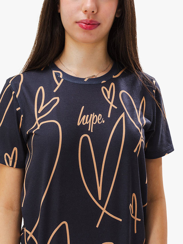 Hype Kids' Scribble Heart T-Shirt, Black