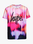 Hype Kids' Logo Script Camo Drips T-Shirt, Black/Multi