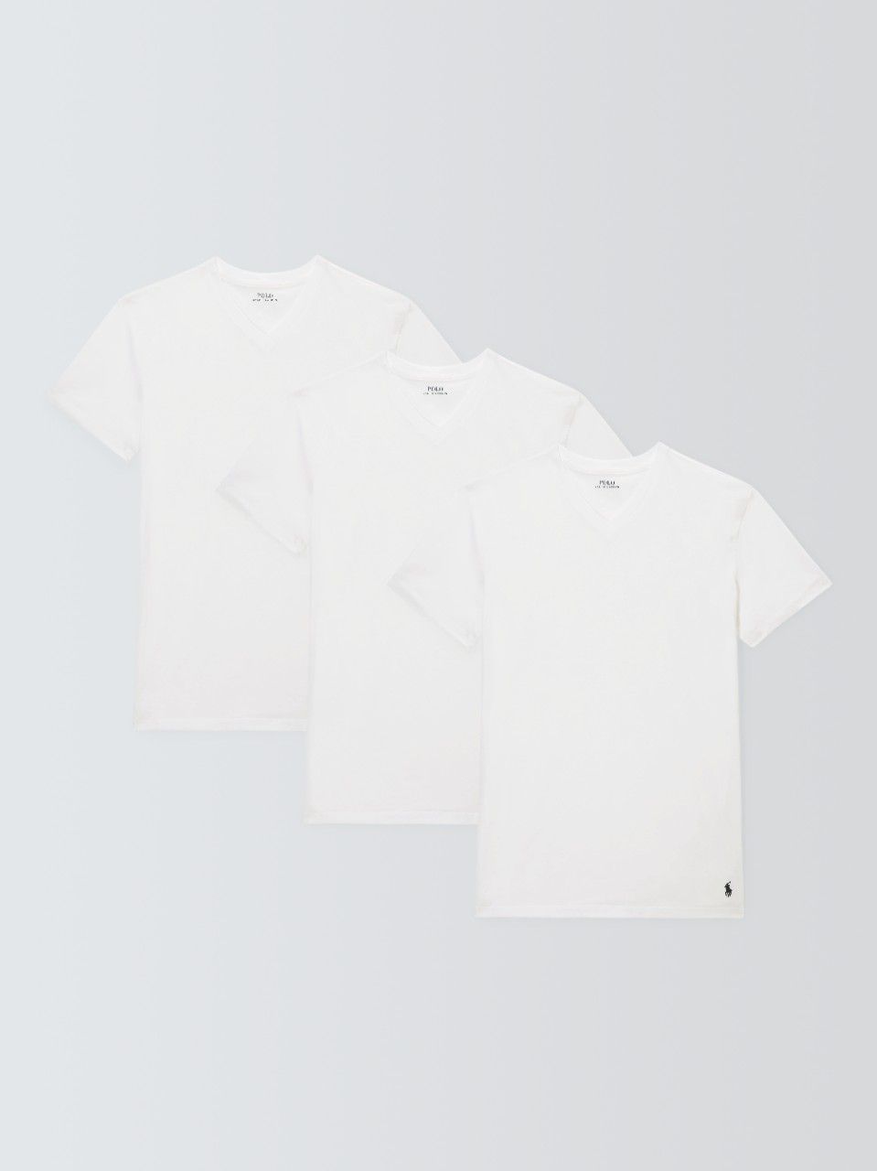Ralph Lauren V-Neck T-Shirt, Pack of 3, White, M