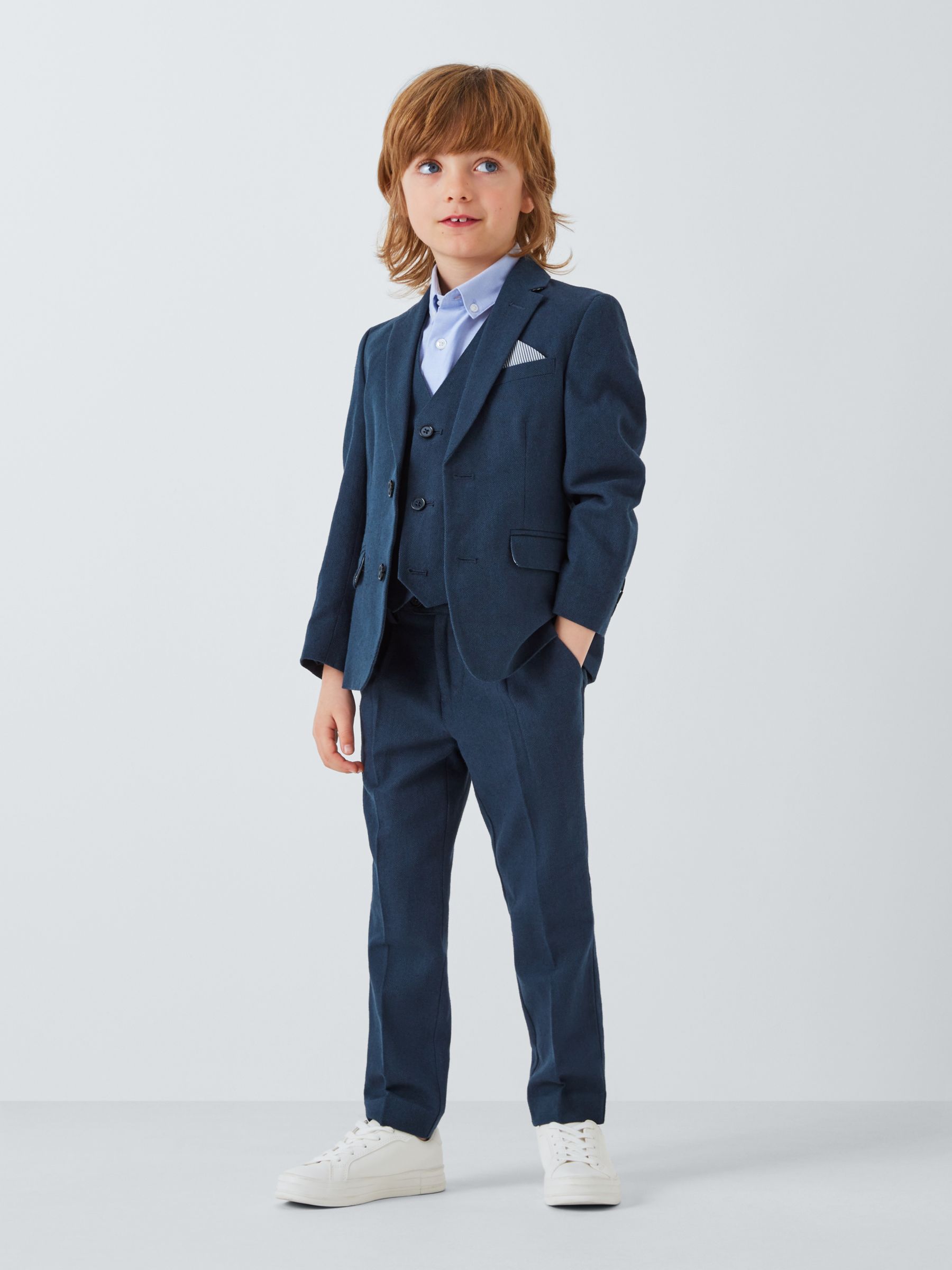 John Lewis Heirloom Collection Kids' Linen Blend Suit Trousers, Navy, 3 years