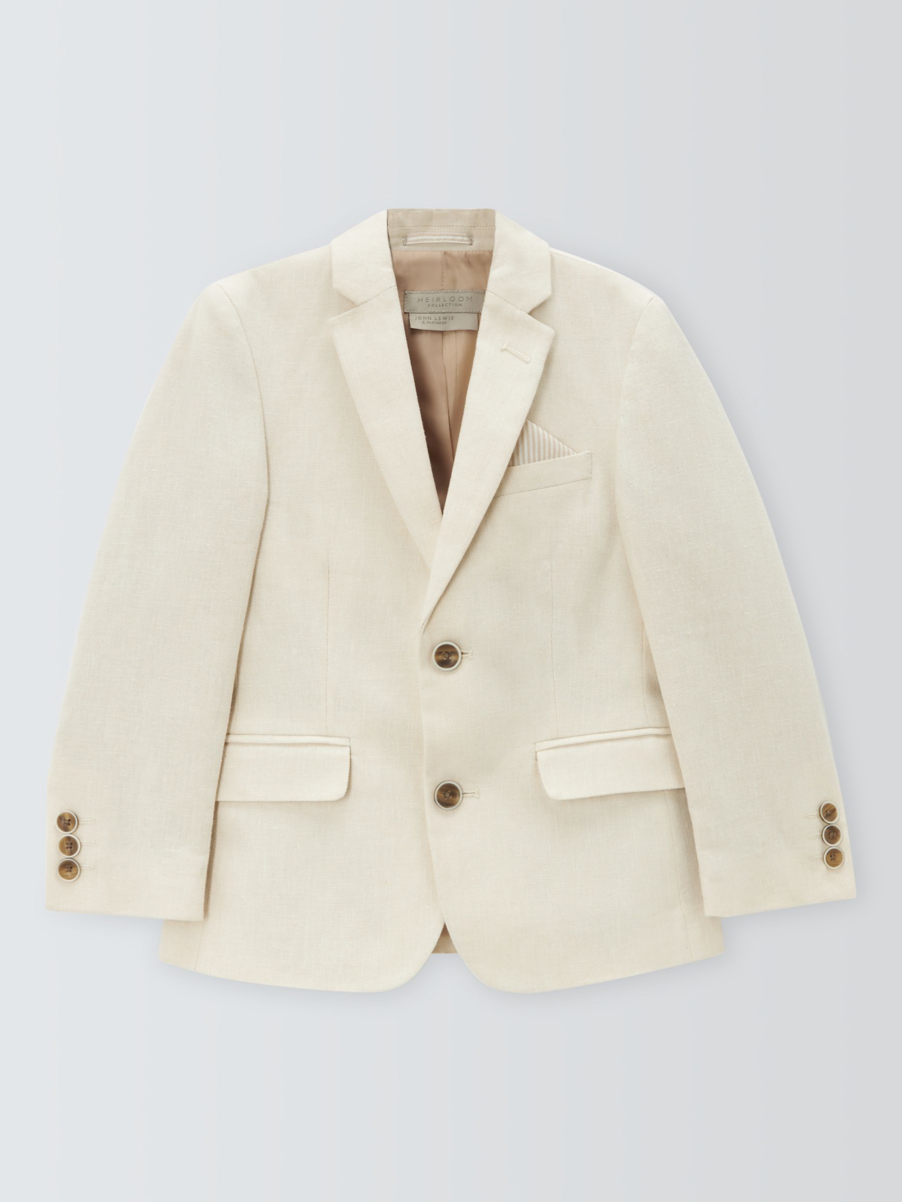 John Lewis Heirloom Collection Kids' Linen Blend Suit Jacket, Stone, 2 years