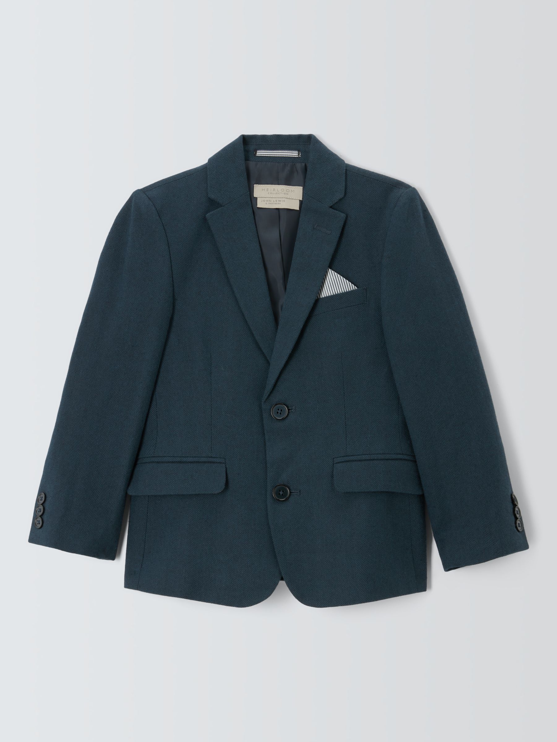 John Lewis Heirloom Collection Kids' Linen Blend Suit Jacket, Navy, 3 years