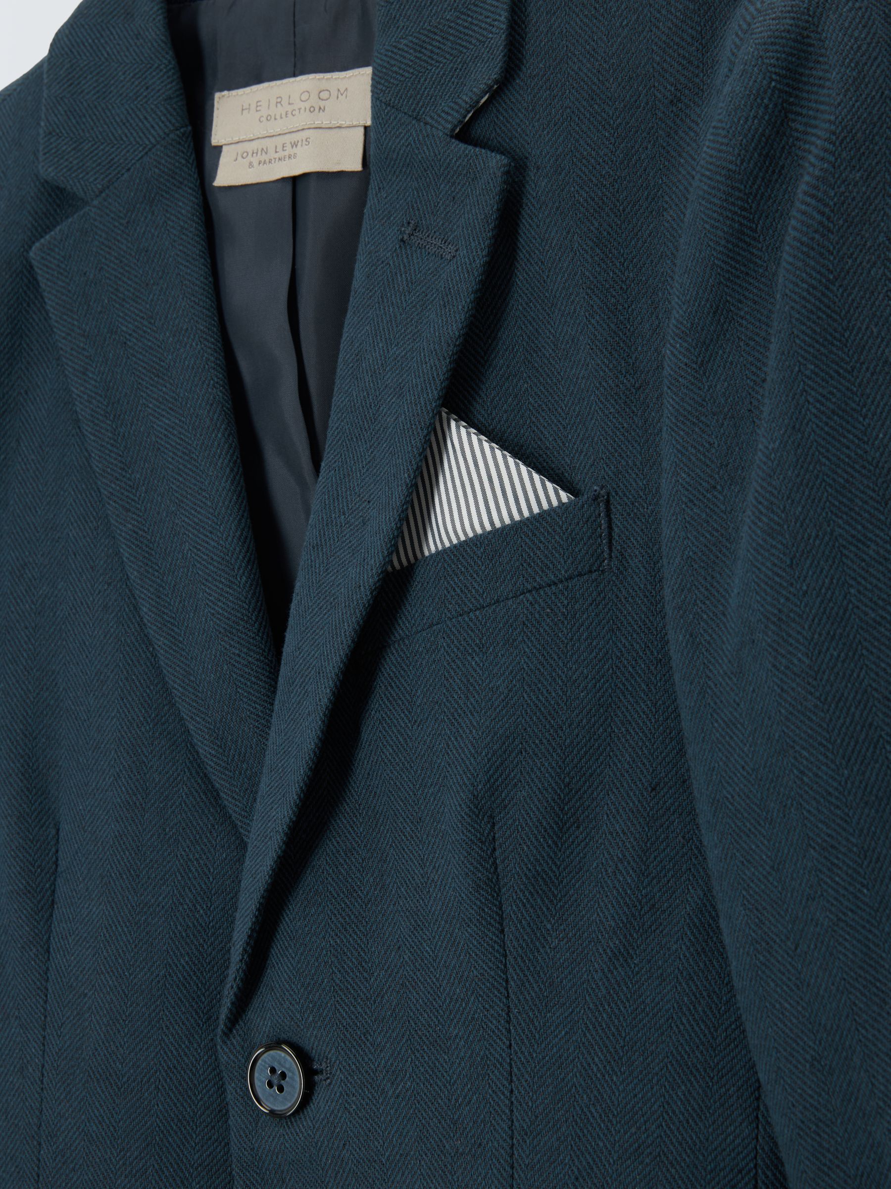 John Lewis Heirloom Collection Kids' Linen Blend Suit Jacket, Navy, 2 years