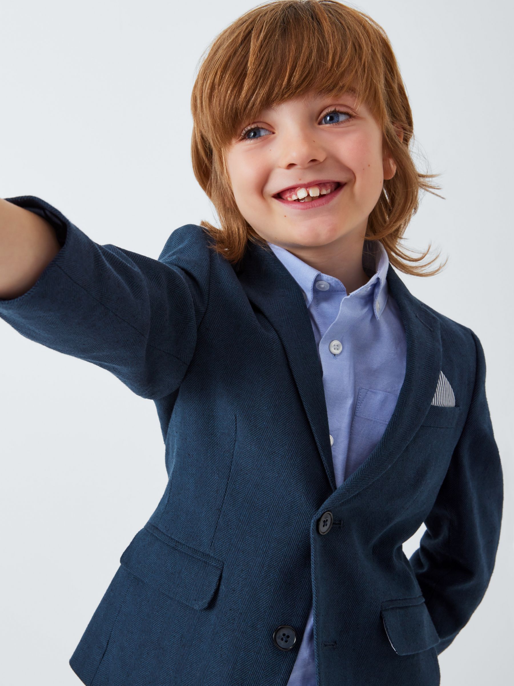 John Lewis Heirloom Collection Kids' Linen Blend Suit Jacket, Navy, 2 years
