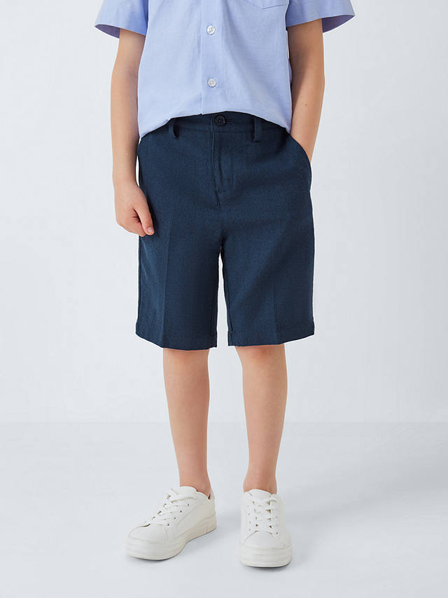 John Lewis Heirloom Collection Kids' Linen Blend Shorts, Navy