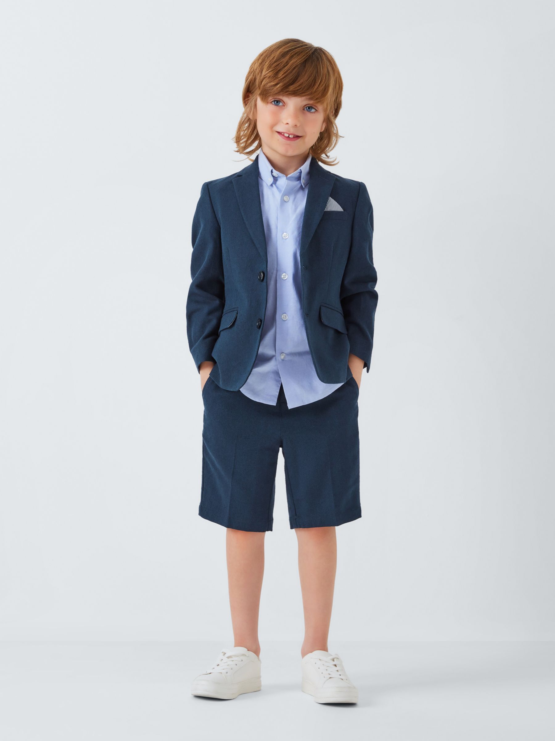 John Lewis Heirloom Collection Kids' Linen Blend Shorts, Navy, 3 years
