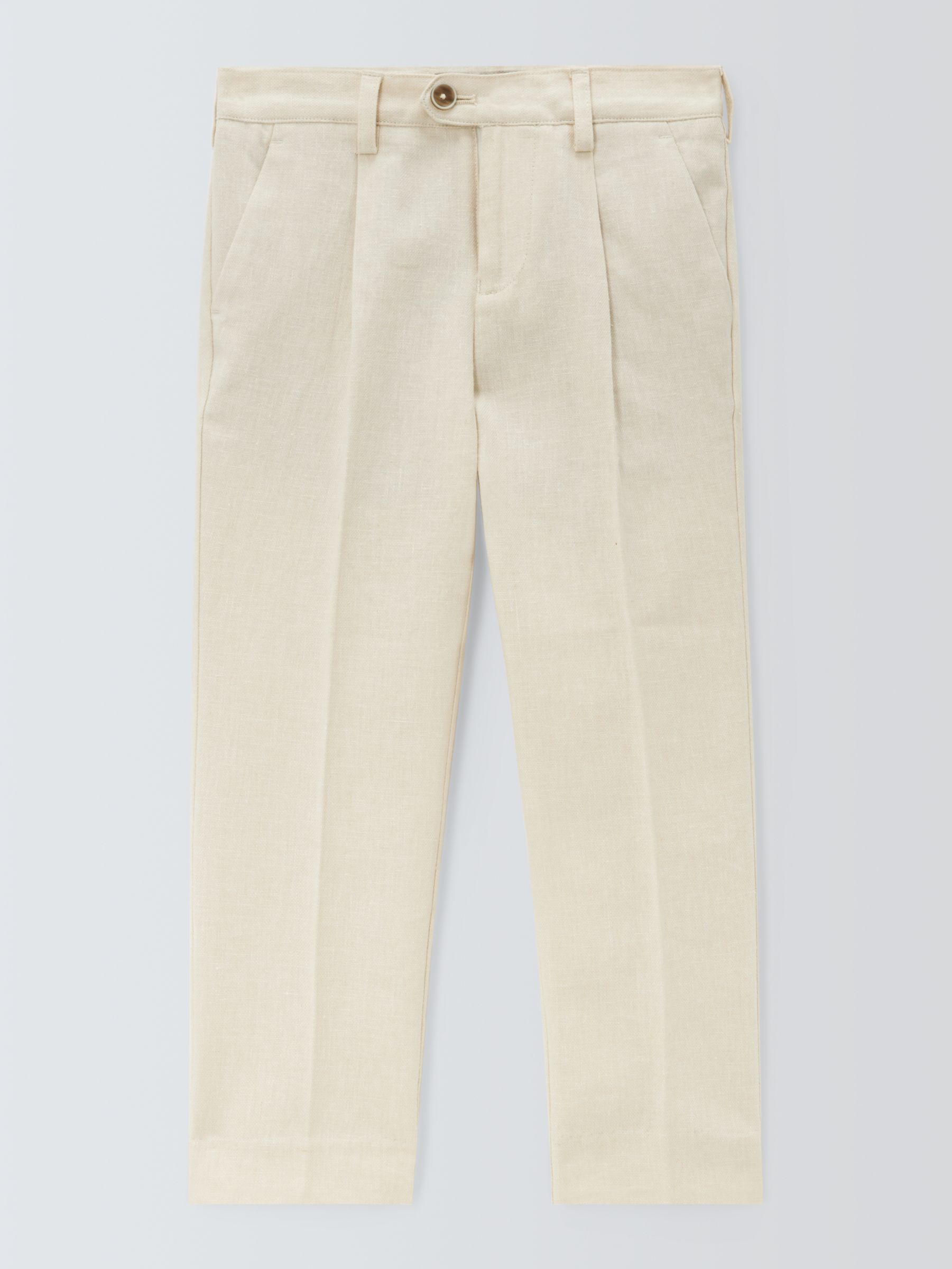 John Lewis Heirloom Collection Kids' Linen Blend Suit Trousers, Stone, 2 years