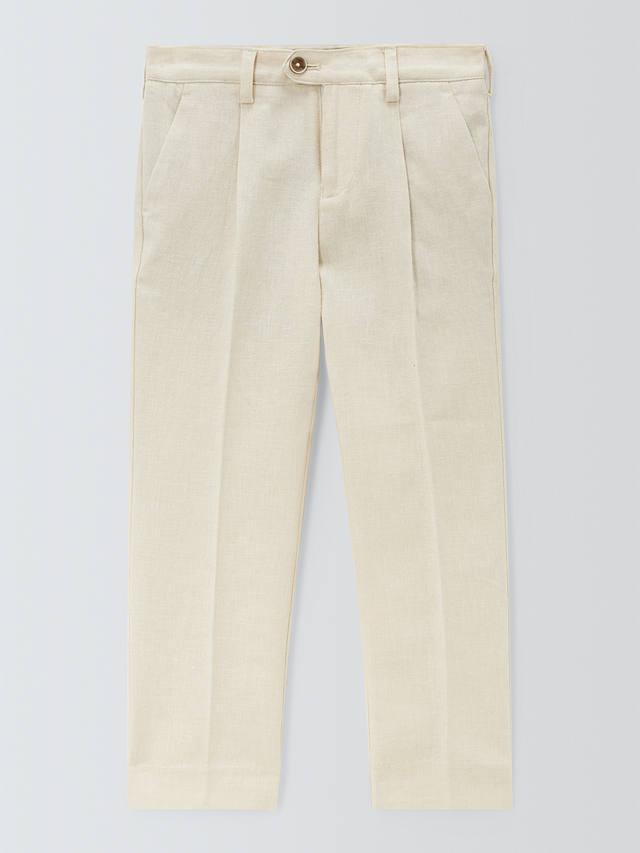 John Lewis Heirloom Collection Kids' Linen Blend Suit Trousers, Stone