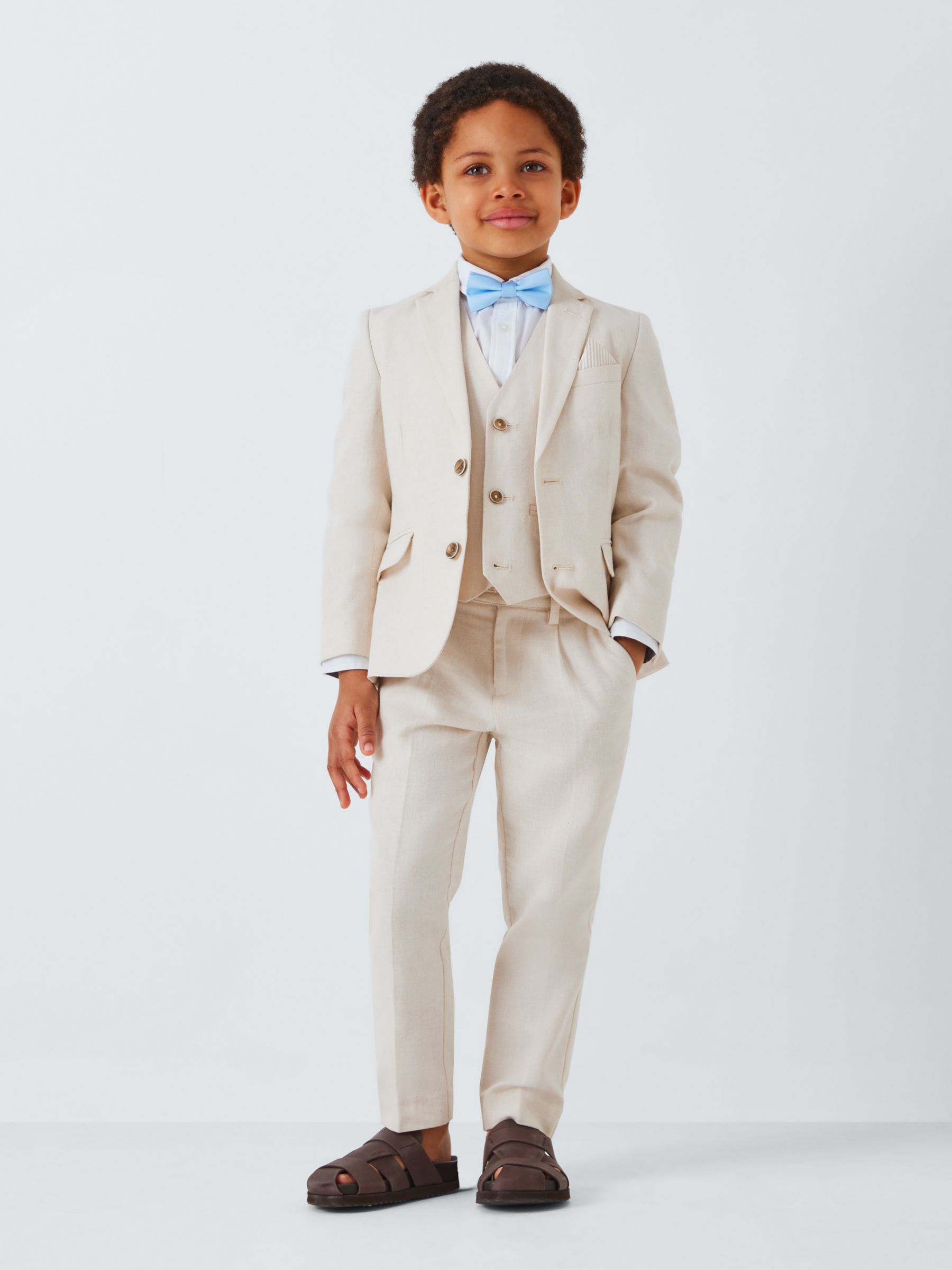 John Lewis Heirloom Collection Kids' Linen Blend Suit Trousers, Stone, 2 years