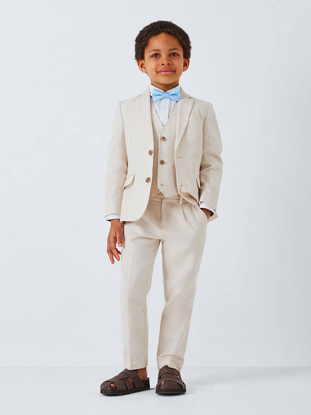 John Lewis Heirloom Collection Kids' Linen Blend Suit Trousers, Stone