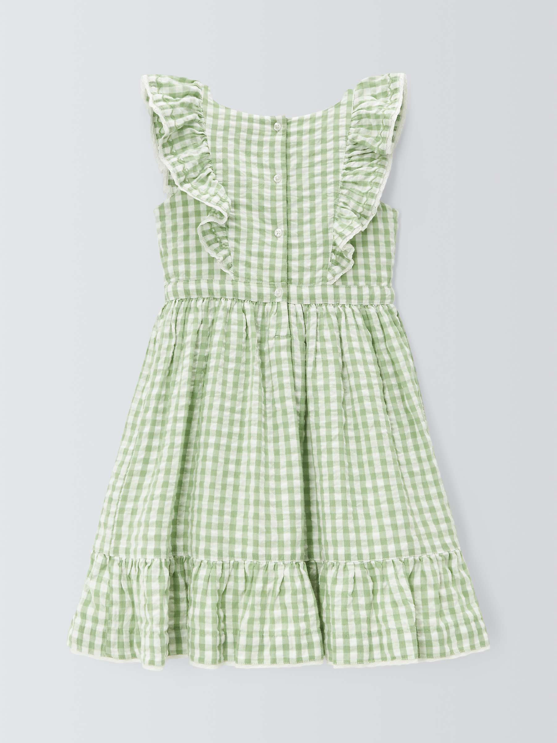 Buy John Lewis Heirloom Collection Kids' Gingham Ruffle Dress, Green Online at johnlewis.com