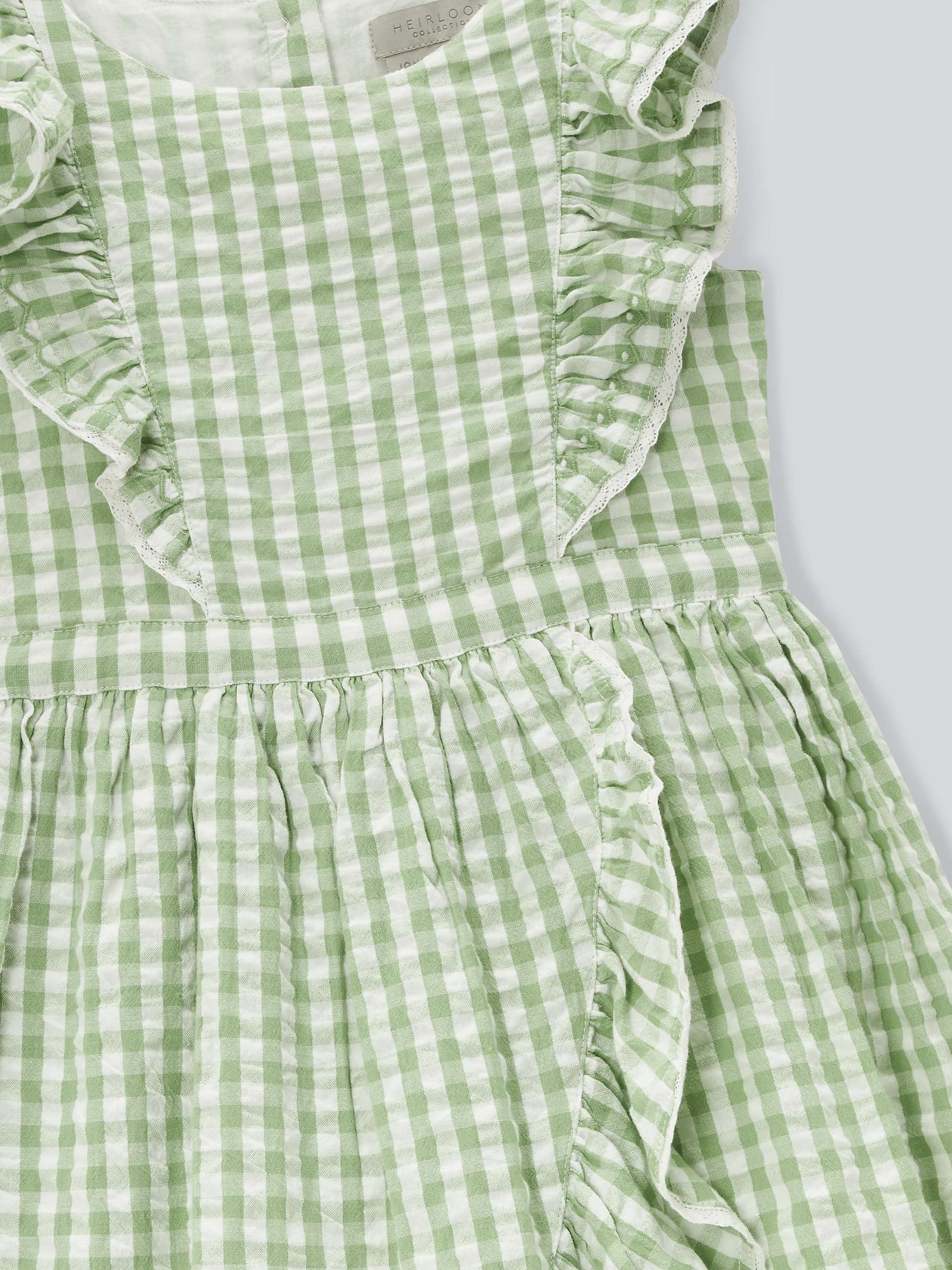 Buy John Lewis Heirloom Collection Kids' Gingham Ruffle Dress, Green Online at johnlewis.com