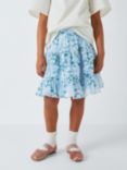 John Lewis Heirloom Collection Kids' Floral Tiered Chiffon Skirt, Blue/White