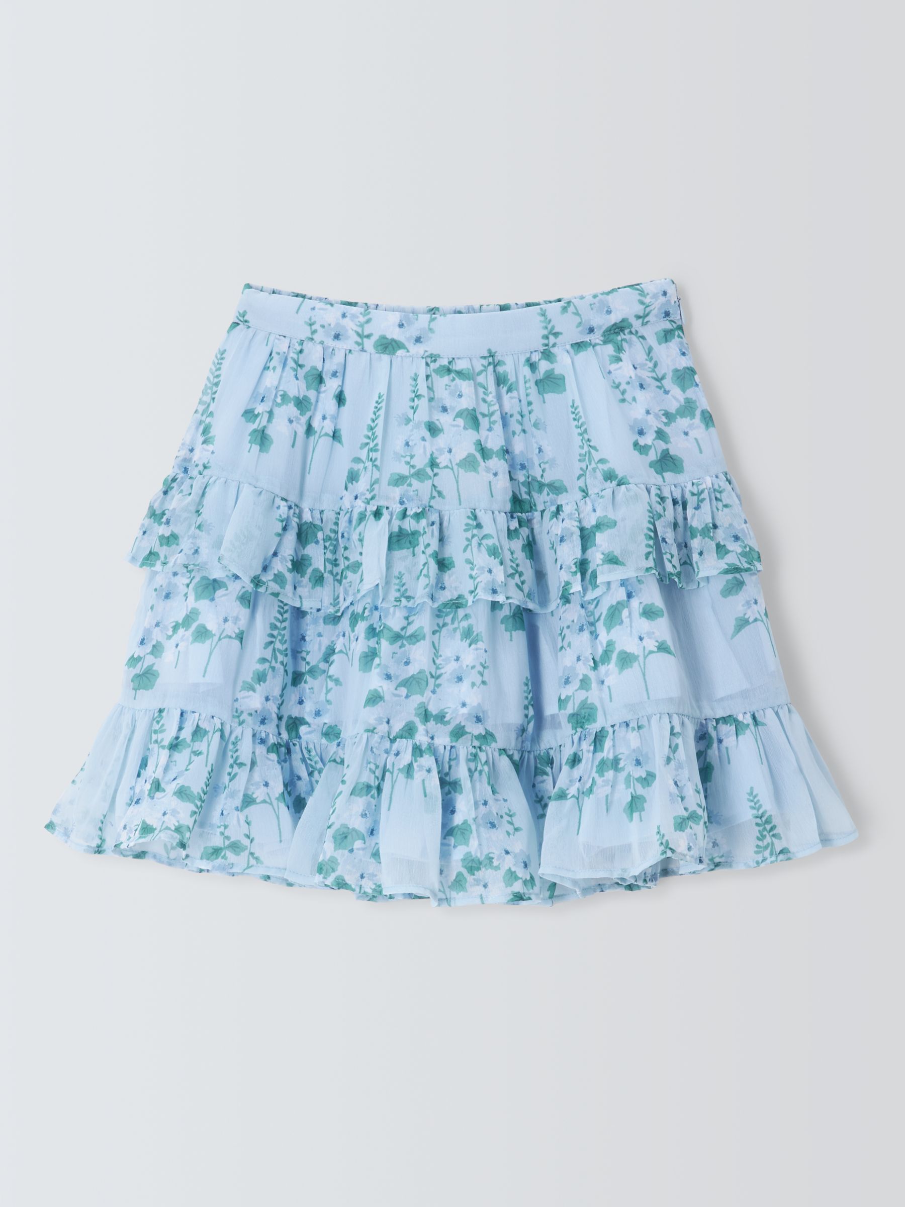 Buy John Lewis Heirloom Collection Kids' Floral Tiered Chiffon Skirt, Blue/White Online at johnlewis.com