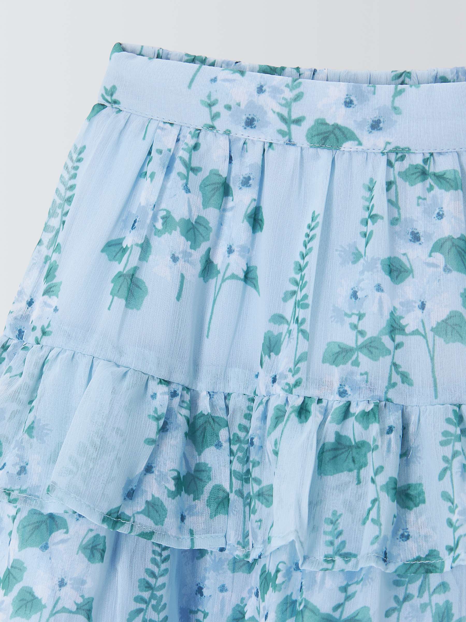 Buy John Lewis Heirloom Collection Kids' Floral Tiered Chiffon Skirt, Blue/White Online at johnlewis.com