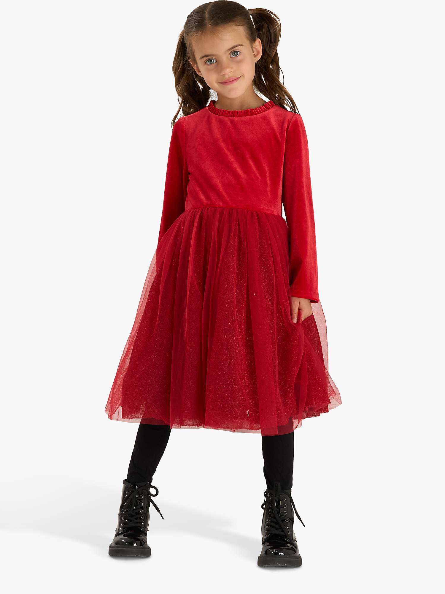 Buy Angel & Rocket Kids' Elsie Velvet Tulle Dress, Red Online at johnlewis.com