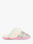 Angels by Accessorize Kids' Glitter Stripe Faux Fur Trim Mule Slippers, Multi