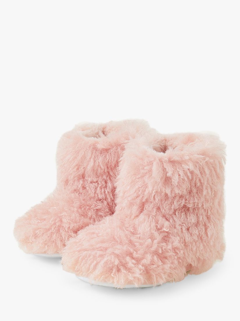 Angels by Accessorize Kids' Fluffy Yeti Slipper Boots, Pink, 11-12 Jnr
