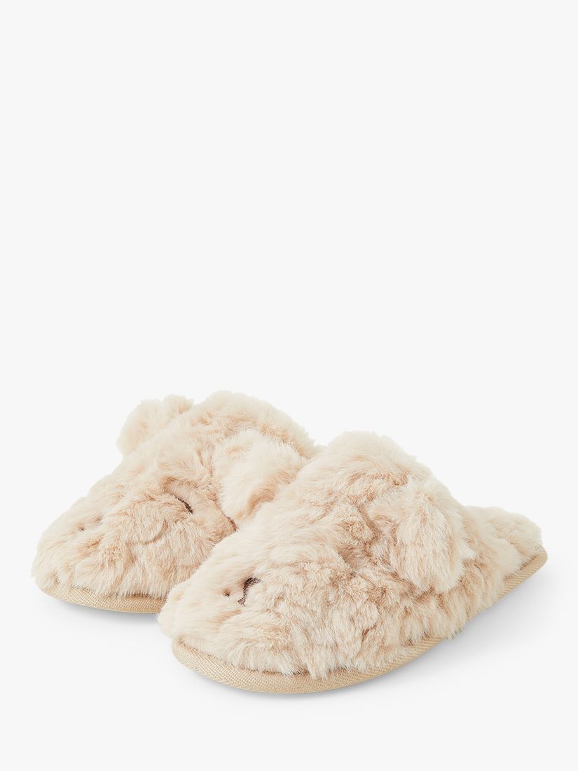 Angels by Accessorize Kids' Kids' Animal Faux Fur Slippers, Natural at ...