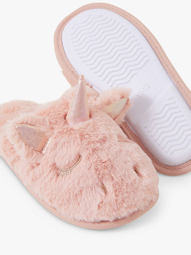 Angels by Accessorize Kids' Fluffy Unicorn Slippers, Pink