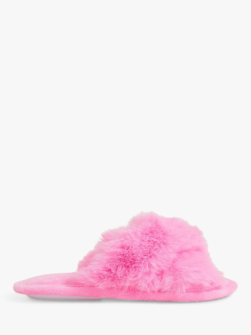 Angels by Accessorize Kids' Faux Fur Sliders, Pink, 11-12 Jnr