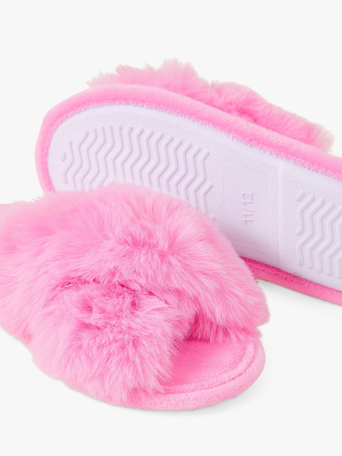 Angels by Accessorize Kids' Faux Fur Sliders, Pink, 11-12 Jnr