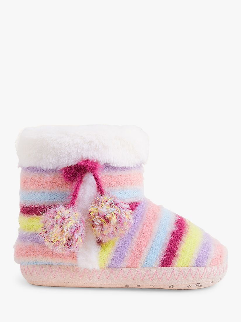 Angels by Accessorize Kids' Stripe Faux Fur Lined Slipper Boots, Multi, 11-12