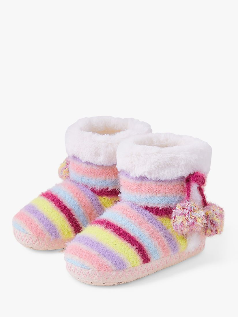 Angels by Accessorize Kids' Stripe Faux Fur Lined Slipper Boots, Multi, 11-12