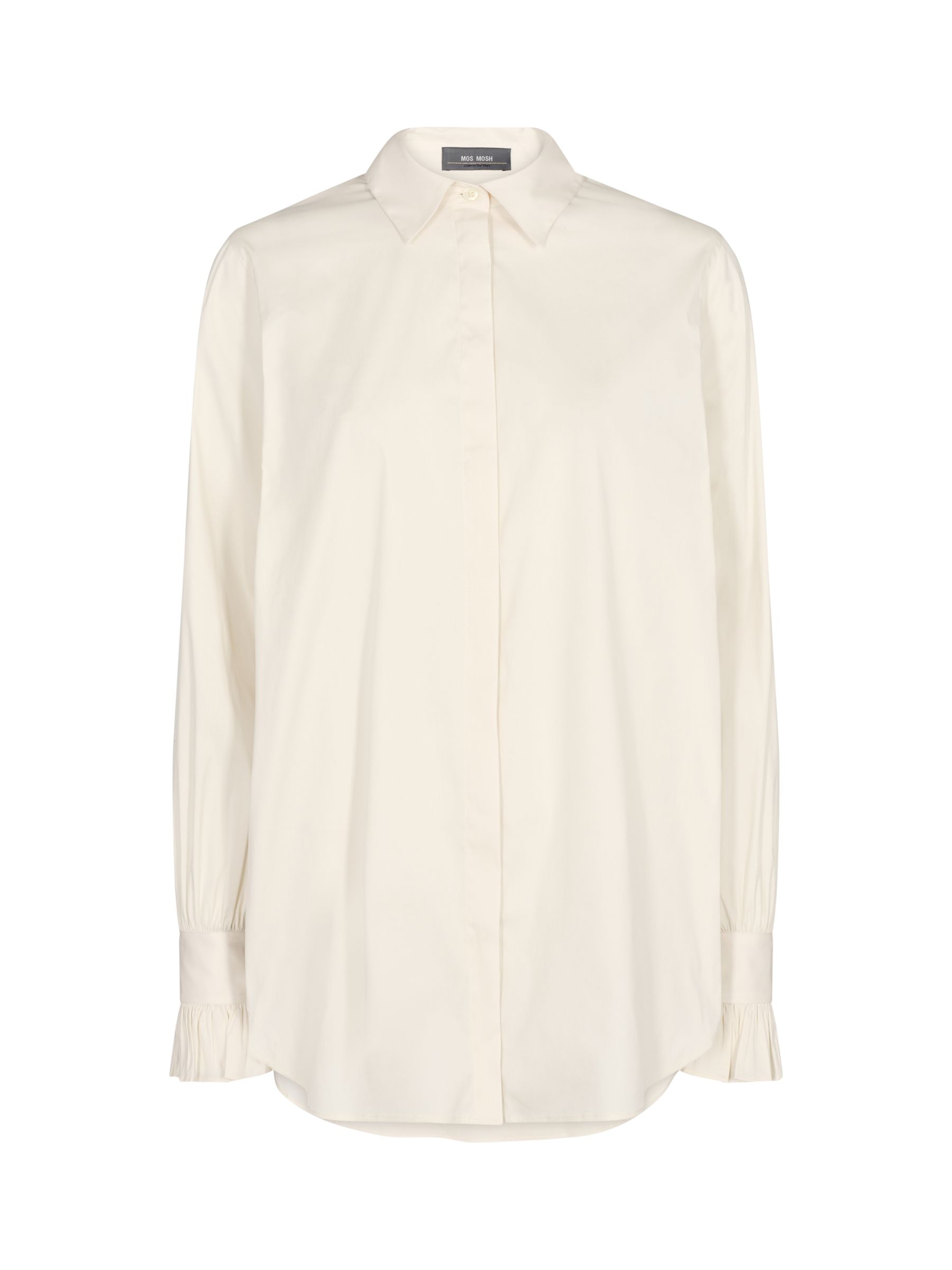 MOS MOSH Enola Cotton Blend Ruffle Shirt, Ecru at John Lewis & Partners