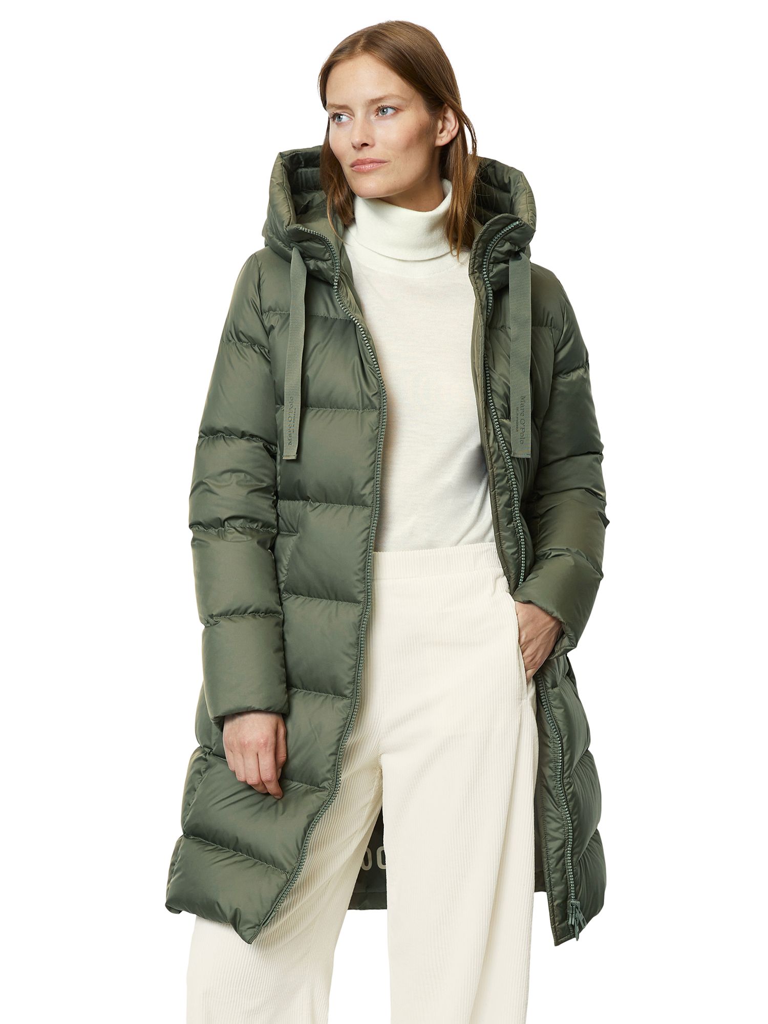 Buy Marc O'Polo Hooded Down Coat, Olive Online at johnlewis.com