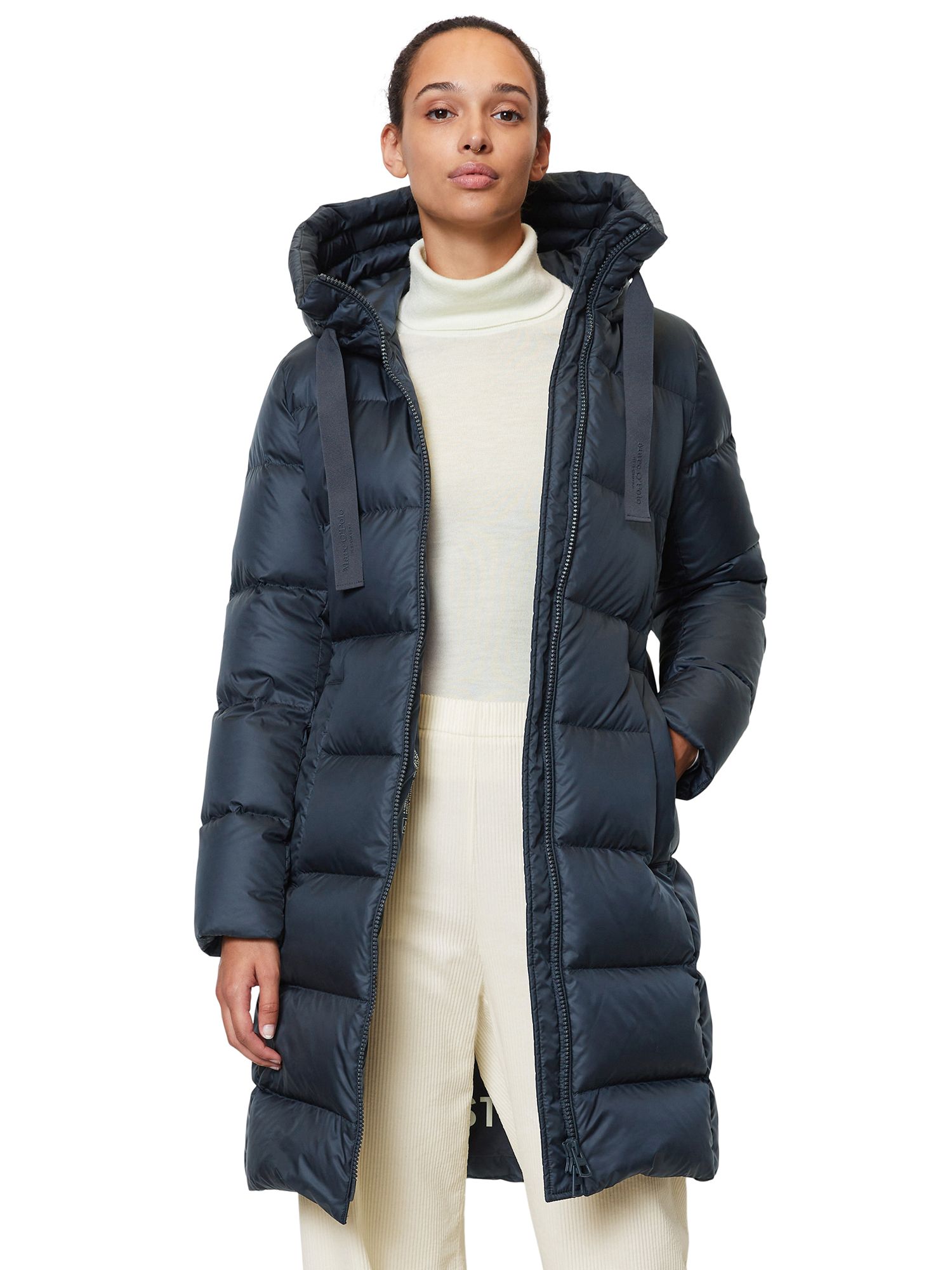 Marc O'Polo Padded Hooded Coat, Deep Blue Sea