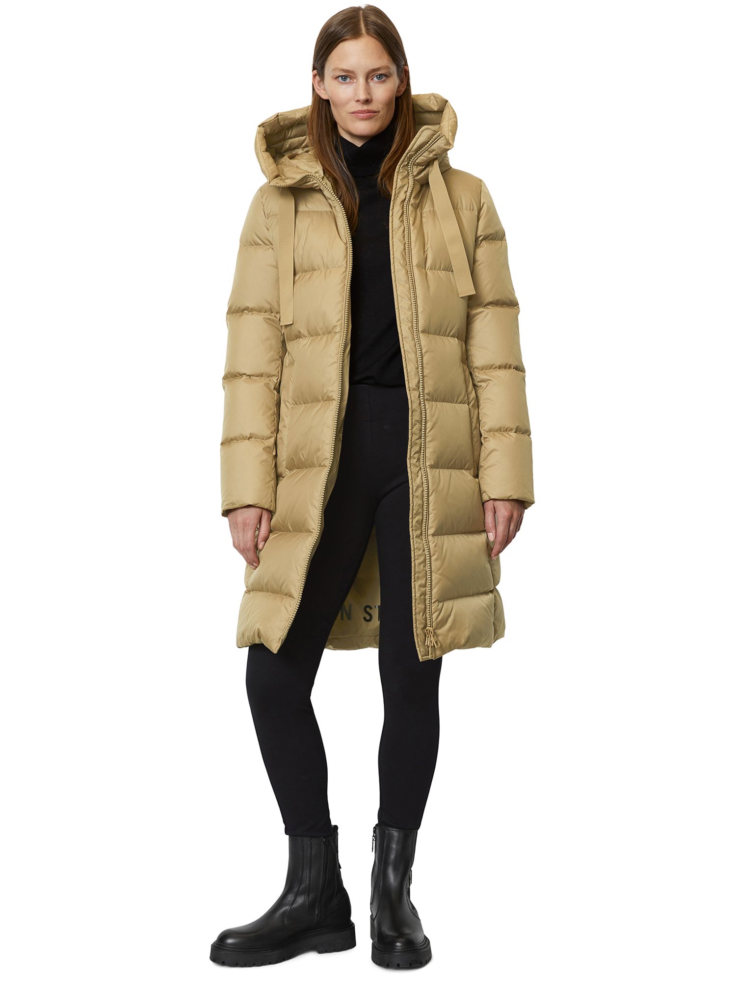 Marc O'Polo Hooded Quilted Parka, Stone Hearth at John Lewis & Partners
