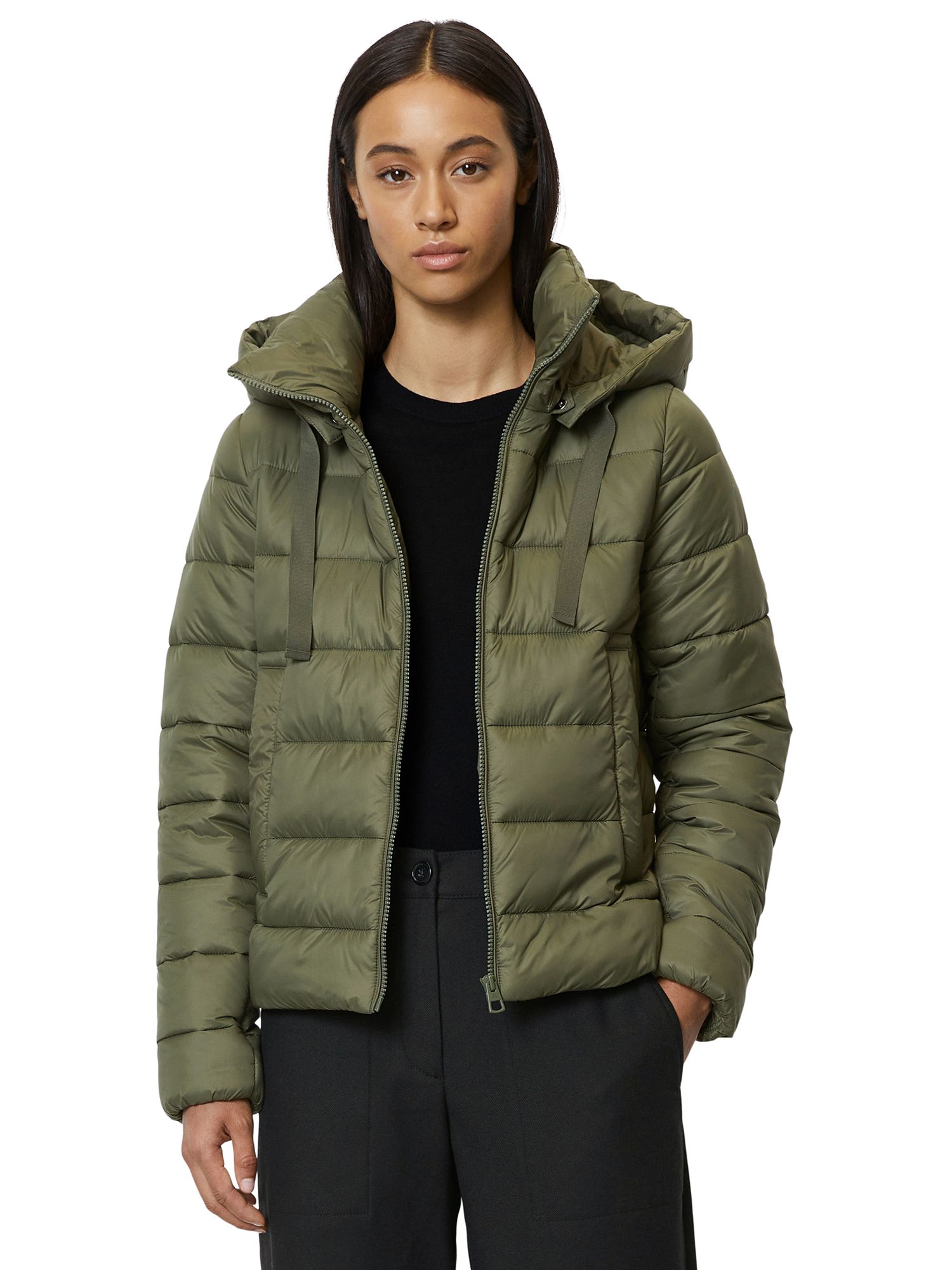 Marc O'Polo Lightweight Hooded Jacket, Olive at John Lewis & Partners