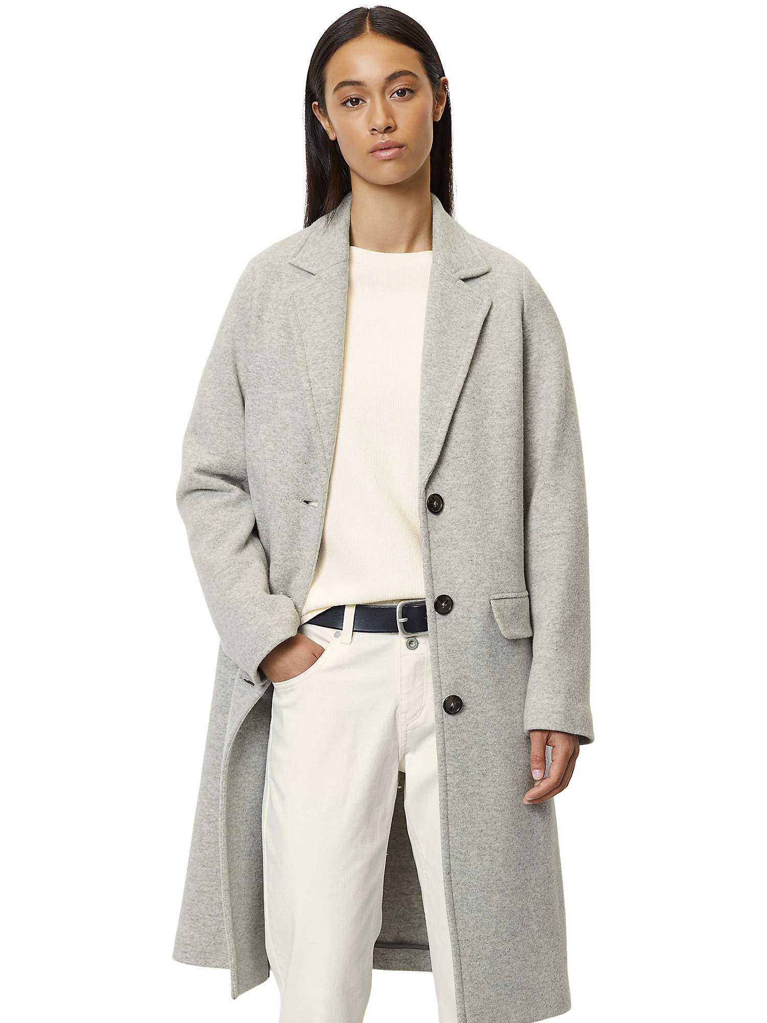 Buy Marc O'Polo Wool Blend Coat, Cloudy Grey Melange Online at johnlewis.com